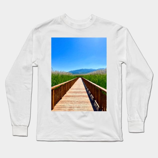 A Bridge to the Mountains Long Sleeve T-Shirt by Pamela Storch